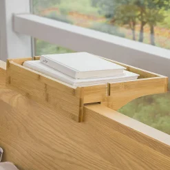 Plateau en Bambou Amovible avec Encoches pour Câbles, pour Livres et Smartphones, Adapté aux Cadres de 1 à 3 cm, Naturel