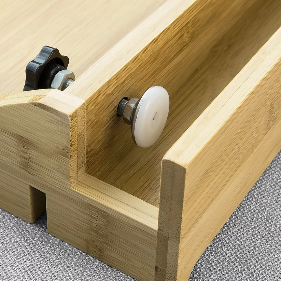 Plateau en Bambou Amovible avec Encoches pour Câbles, pour Livres et Smartphones, Adapté aux Cadres de 1 à 3 cm, Naturel