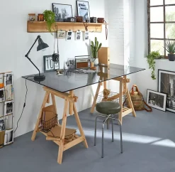 Plateau en verre gris fumé trempé transparent L. 180 cm x l. 100 cm