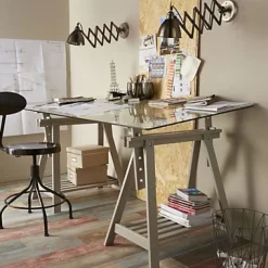 Plateau en verre gris fumé trempé transparent L. 180 cm x l. 100 cm