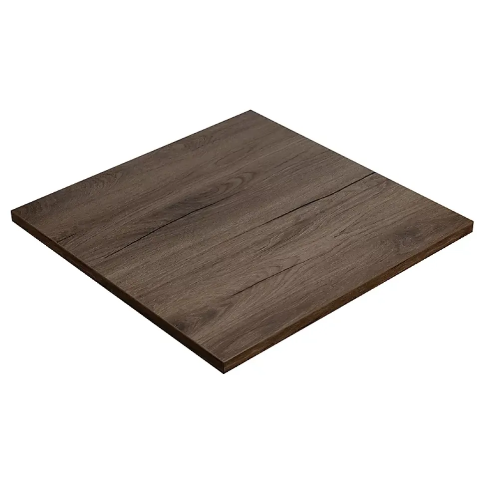 Plateau laminé chêne chocolat 68 x 68 cm pour bureau, table, table basse