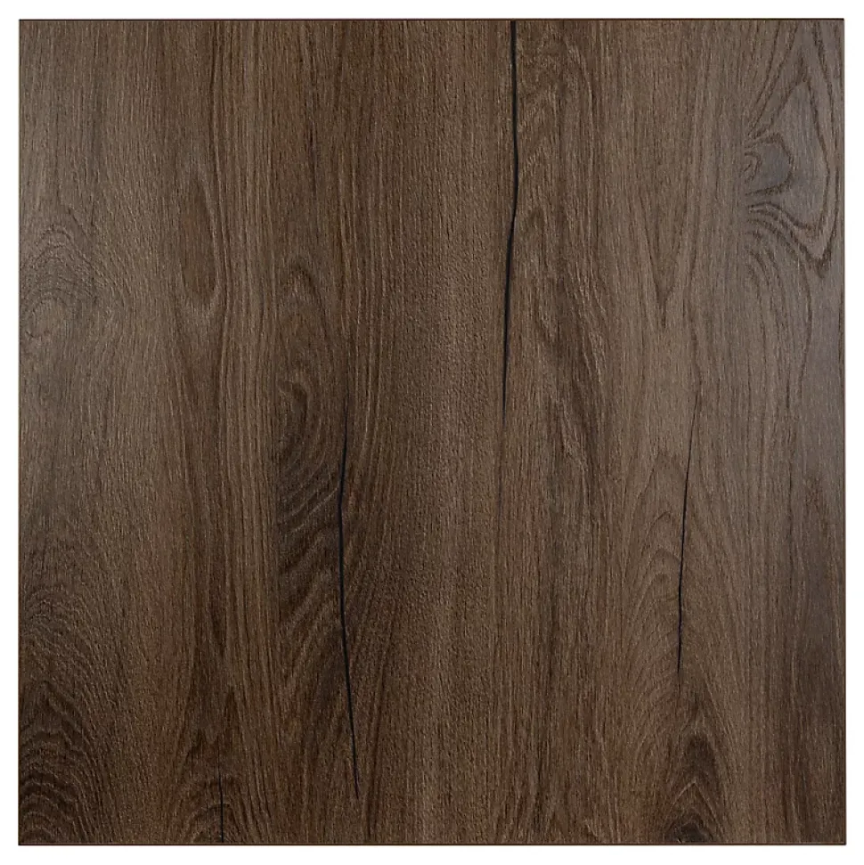 Plateau laminé chêne chocolat 68 x 68 cm pour bureau, table, table basse