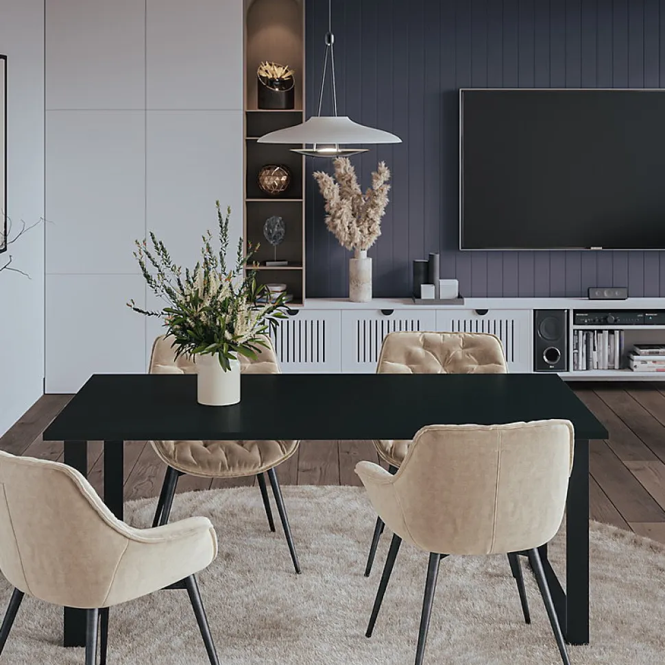 Plateau laminé noir 138 x 68 cm pour bureau, table, table basse