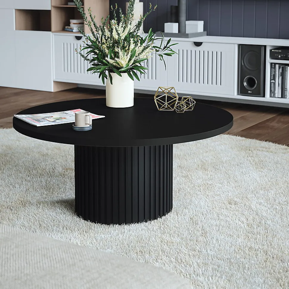 Plateau laminé noir rond, diamètre 50 cm, pour bureau, table, table basse