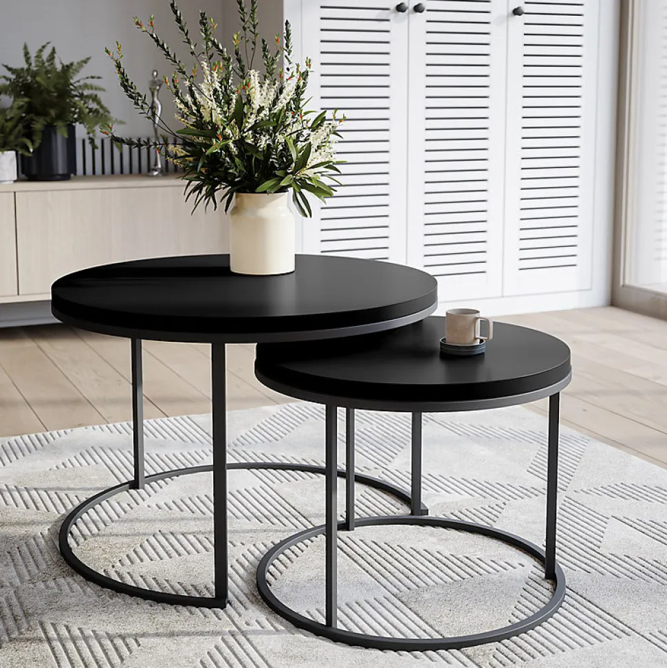 Plateau laminé noir rond, diamètre 50 cm, pour bureau, table, table basse