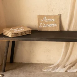 Pochette Jute "Mamie d'amour" (27x20 cm - Naturel)