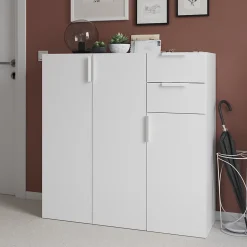Poignée acier blanc edge Atomia L. 16,5 cm GoodHome vendue par 2
