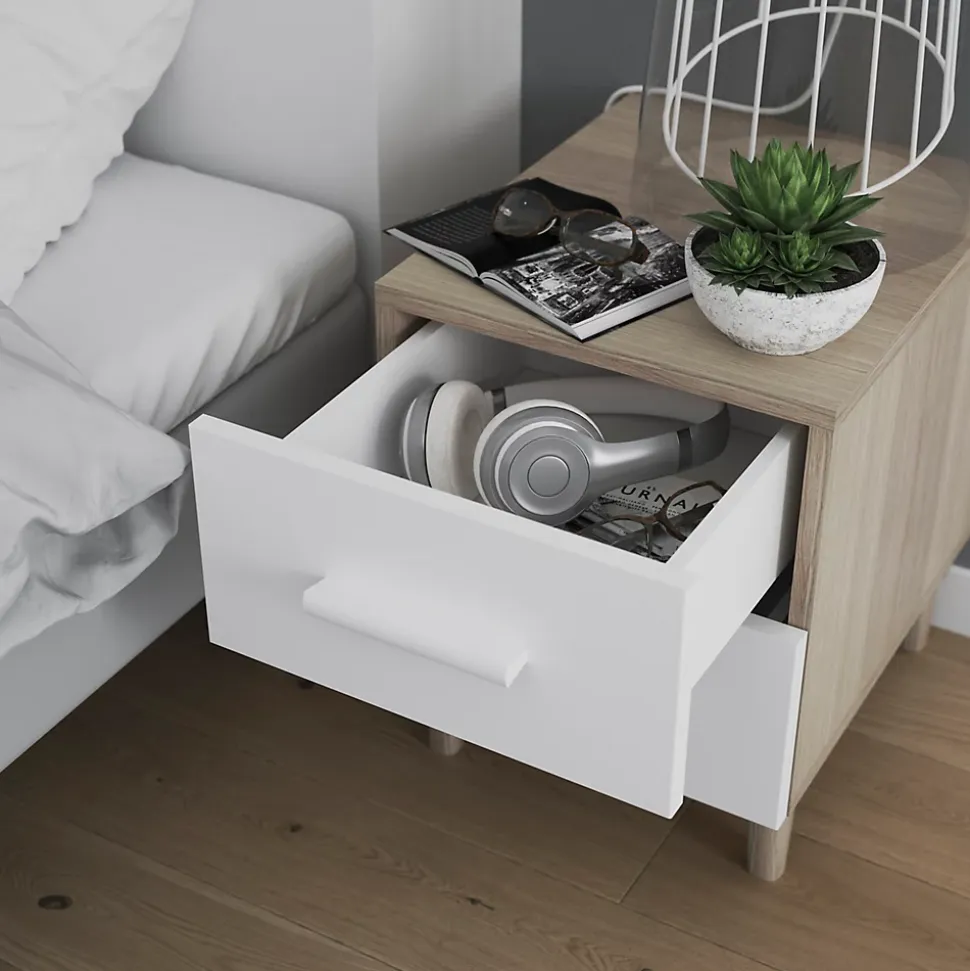 Poignée blanc GoodHome Atomia H. 2,8 x L. 15,5 x P. 1,9 cm vendue par 2