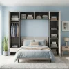 Pont de lit bleu beige cachemire et effet chêne grisé avec 6 portes et 2 tiroirs GoodHome Atomia H. 225 x L. 250 x P. 45 cm