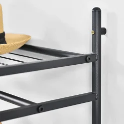 Portant à vêtement Irura 6 Surfaces de Stockage 150 x 150 x 40 cm Noir en.casa