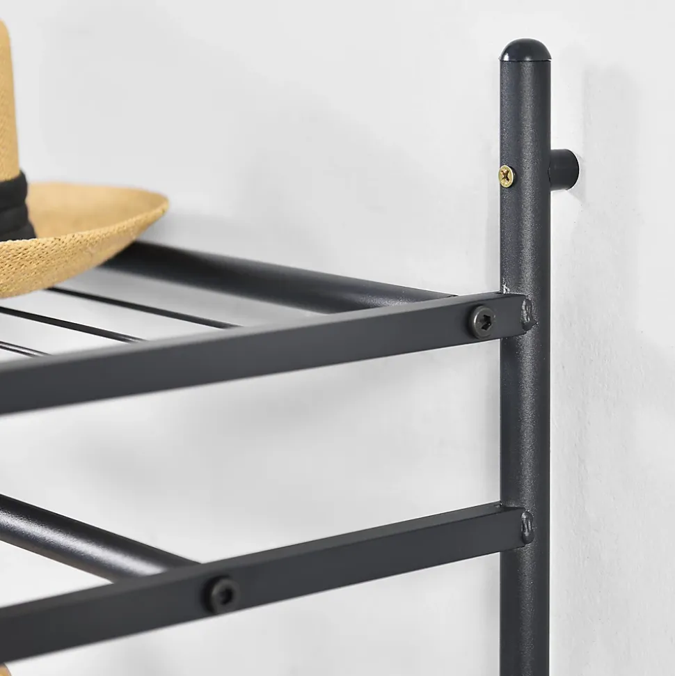 Portant à vêtement Irura 6 Surfaces de Stockage 150 x 150 x 40 cm Noir en.casa