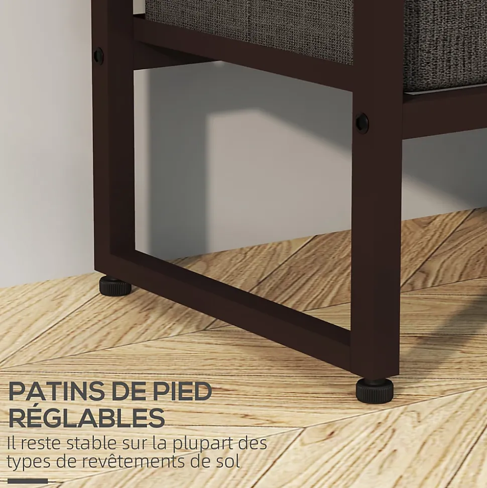 Portant à vêtement style industriel - barre penderie, 2 étagères, 3 tiroirs - acier noir effet bois vieilli