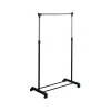 Portant à vêtements à roulettes en Inox 101-170cm Noir - Hauteur ajustable MSV