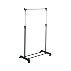 Portant à vêtements à roulettes en Inox 101-170cm Noir - Hauteur ajustable MSV
