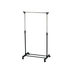 Portant à vêtements à roulettes en Inox 101-170cm Noir - Hauteur ajustable MSV