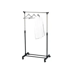 Portant à vêtements à roulettes en Inox 101-170cm Noir - Hauteur ajustable MSV