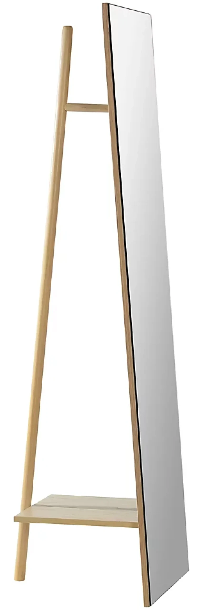 Portant à vêtements 1 étagère et miroir en bois Lunea