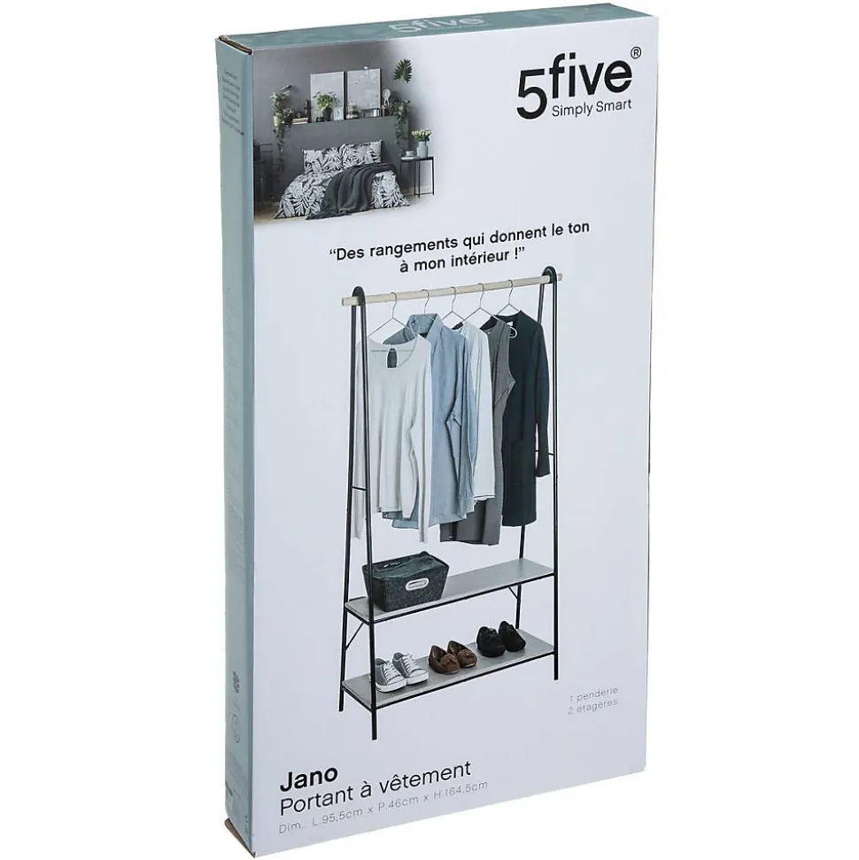 Portant à vêtements avec étagères Noir Jano - 5Five