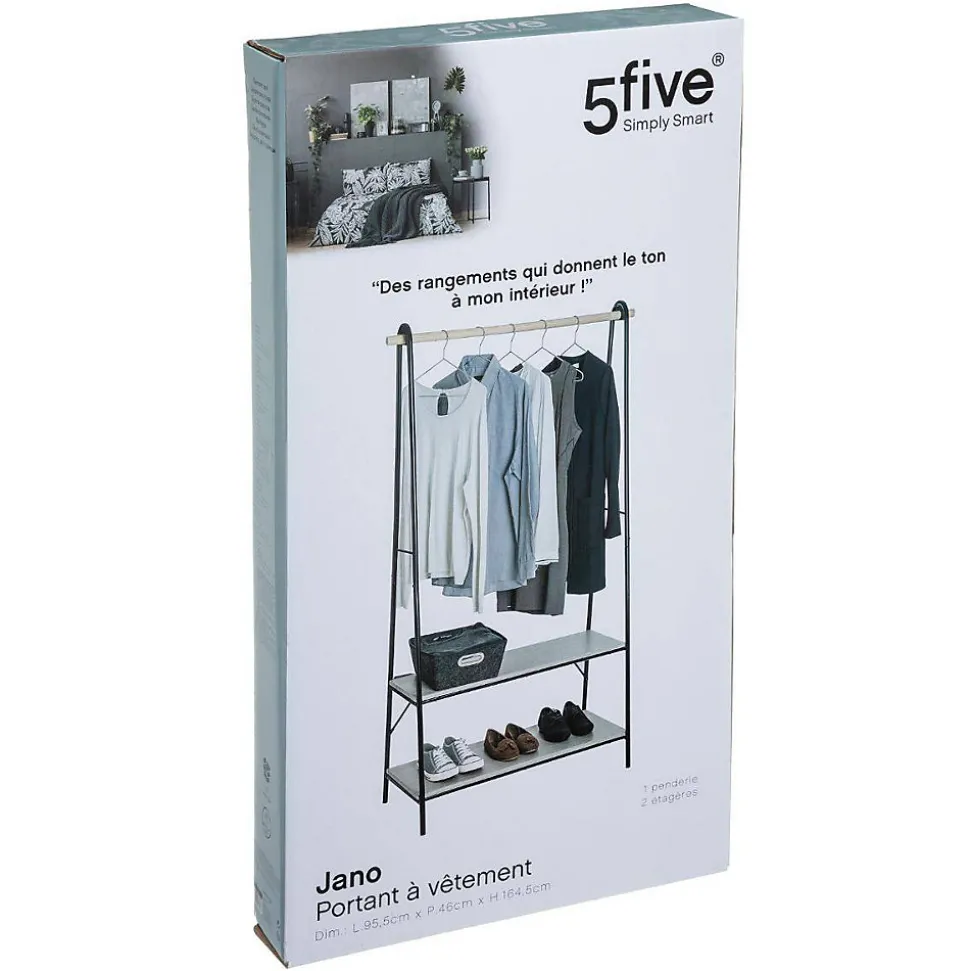 Portant à vêtements avec étagères Noir Jano - 5Five
