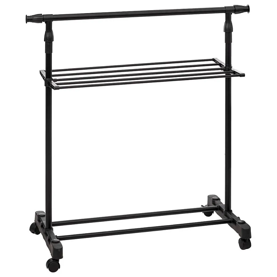 Portant à vêtements avec étendoir à roulettes - Noir- 5five