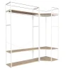 Portant à vêtements d'angle modulable en bois et métal blanc 3 étagères et 2 penderies Homesight June l. 180 cm
