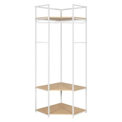 Portant à vêtements d'angle en bois et métal blanc 3 étagères et 1 penderie Homesight June l. 70 cm