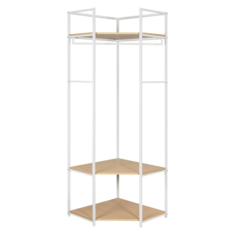 Portant à vêtements d'angle en bois et métal blanc 3 étagères et 1 penderie Homesight June l. 70 cm