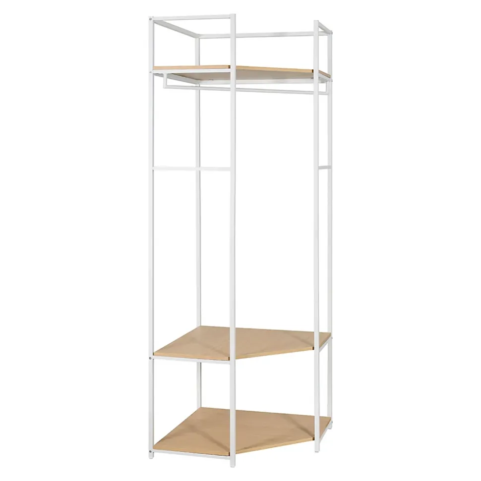 Portant à vêtements d'angle en bois et métal blanc 3 étagères et 1 penderie Homesight June l. 70 cm