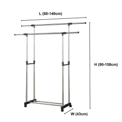 Portant à vêtements double réglable avec roulettes Herzberg HG03251