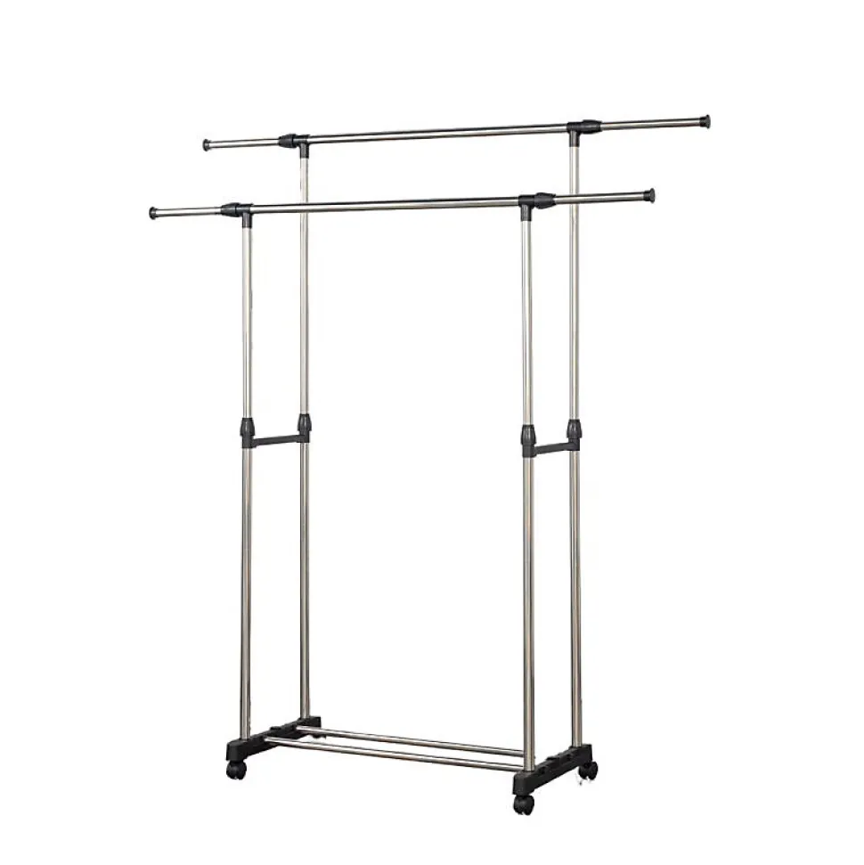 Portant à vêtements double réglable avec roulettes Herzberg HG03251