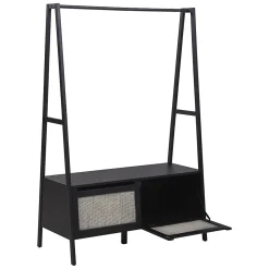 Portant à vêtements effet bois noir 1 étagère et 1 penderie 2 portes Homesight Arka l. 110 cm