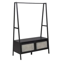 Portant à vêtements effet bois noir 1 étagère et 1 penderie 2 portes Homesight Arka l. 110 cm