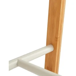 Portant à vêtements en bambou naturel et métal blanc 93 x 50 x 173 cm