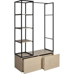 Portant à vêtements en bois et métal noir 3 étagères et 1 penderie 2 tiroirs Homesight Kleid l. 120 cm