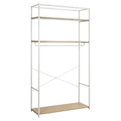 Portant à vêtements en bois et métal blanc 3 étagères et 1 penderie Homesight June l. 110 cm