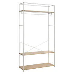 Portant à vêtements en bois et métal blanc 3 étagères et 1 penderie Homesight June l. 110 cm