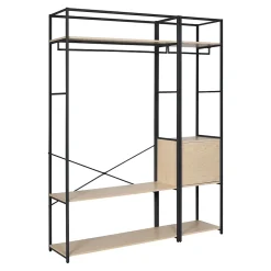 Portant à vêtements en bois et métal noir 4 étagères 1 penderie 1 porte Homesight June l. 160 cm