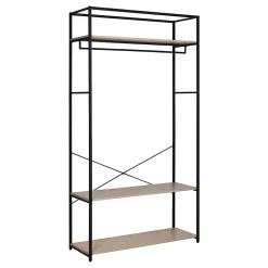 Portant à vêtements en bois et métal noir 3 étagères et 1 penderie Homesight June l. 110 cm