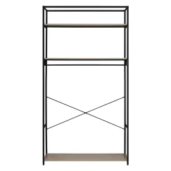 Portant à vêtements en bois et métal noir 3 étagères et 1 penderie Homesight June l. 110 cm