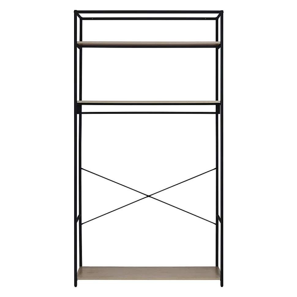 Portant à vêtements en bois et métal noir 3 étagères et 1 penderie Homesight June l. 110 cm