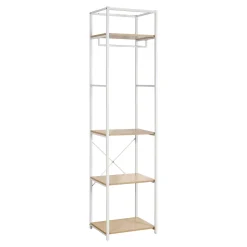 Portant à vêtements en bois et métal blanc 4 étagères et 1 penderie Homesight June l. 50 cm