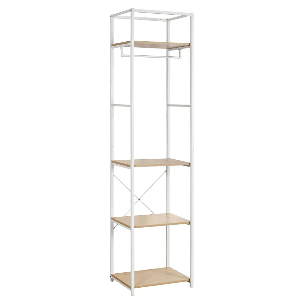 Portant à vêtements en bois et métal blanc 4 étagères et 1 penderie Homesight June l. 50 cm