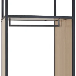 Portant à vêtements en métal noir et bois Homesight Oslo 1 barre de penderie et 2 étagères L. 60 cm
