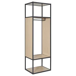 Portant à vêtements en métal noir et bois Homesight Oslo 1 barre de penderie et 2 étagères L. 60 cm