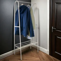 Portant à vêtements en métal beige Bridge 1 étagère et 1 penderie