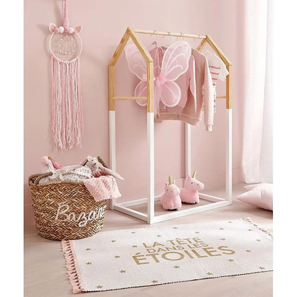Portant à vêtements enfant Maison - bois & blanc 60x100 cm - Atmosphera