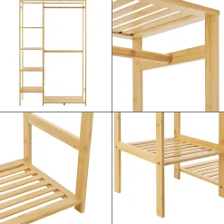 Portant à vêtements Eurajoki en bambou 145 x 90 x 30 cm en.casa