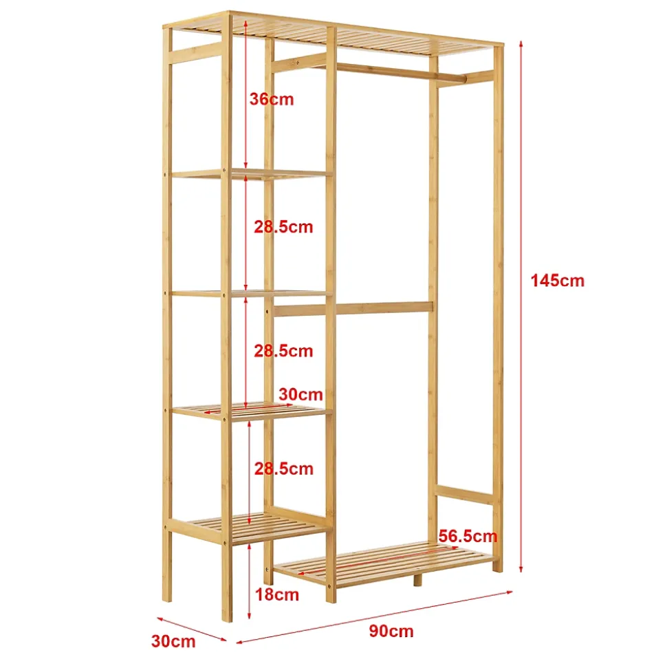 Portant à vêtements Eurajoki en bambou 145 x 90 x 30 cm en.casa