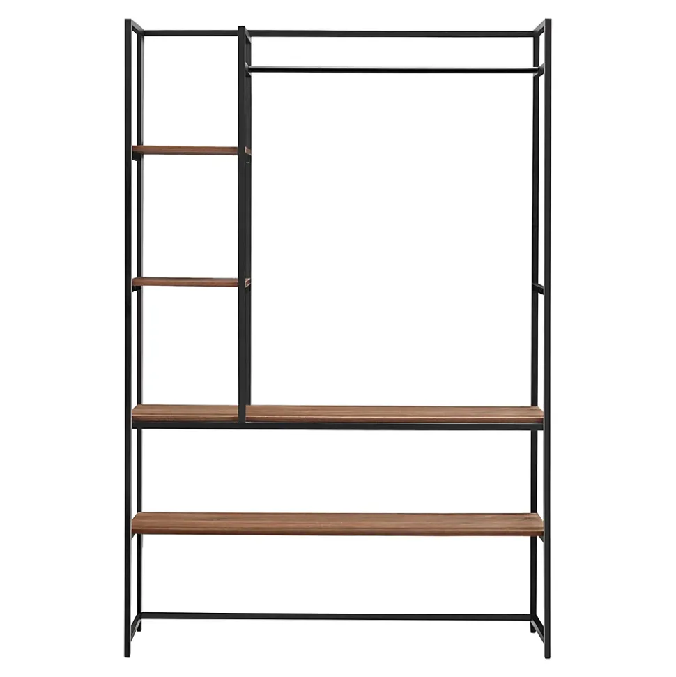 Portant à vêtements Horgau 180 x 120 x 40 cm noir effet noyer en.casa