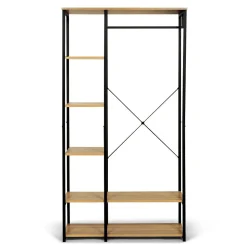 Portant à Vêtements Industriel Bois et Métal - Dressing avec Penderie et Étagères de Rangement - Design Robuste 167x90x40 cm